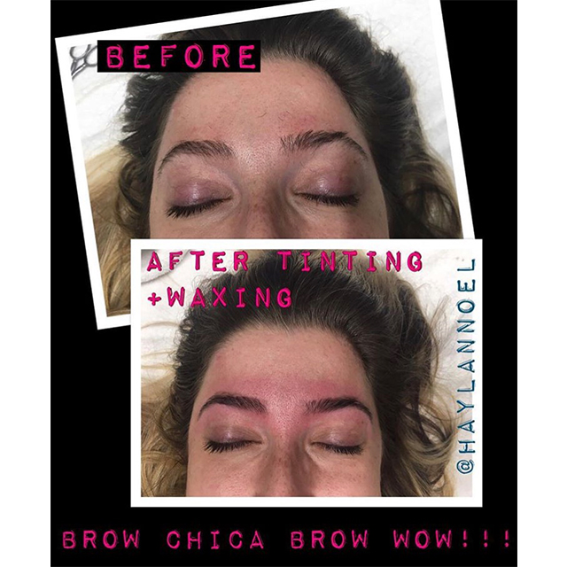 eye brow tinting and waxing at Nourish day spa in Overland park